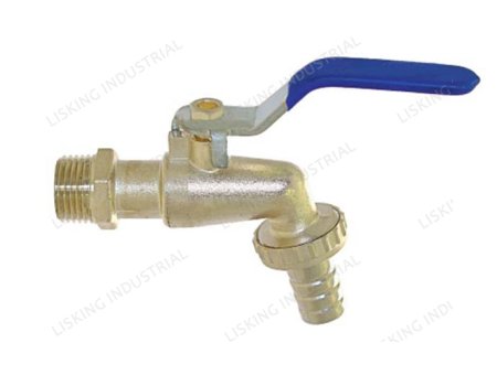 LSK-VL203 BRASS BALL BIBCOCK (GRIFERÍA) - NICKELED - FLAT RED STEEL HANDLE							