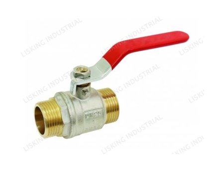 LSK-VL106 BRASS BALL VALVE (Vanne à sphère laiton) - M / M - STANDARD BORE - FLAT RED STAINLESS STEEL HANDLE									